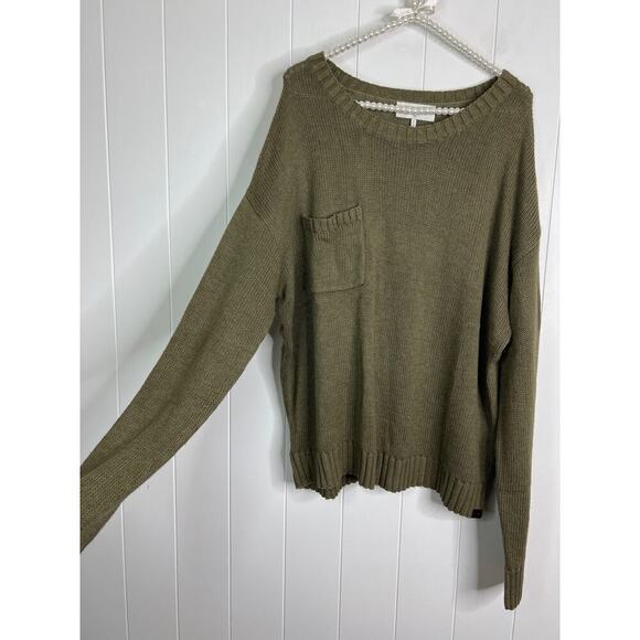 NWT Free People x One Teaspoon Classic Pocket Chunky Knit Sweater in Khaki XXL - Picture 6 of 10